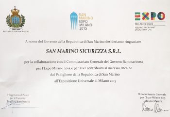 Certificato Videosorveglianza EXPO Milano 2015